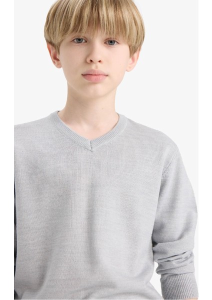 Erkek Çocuk Okul V Yaka Triko Kazak F3733A825AU