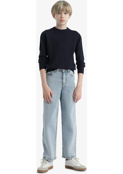 Erkek Çocuk Okul Basic Düz Bisiklet Yaka Triko Kazak F3734A825AU modelleri