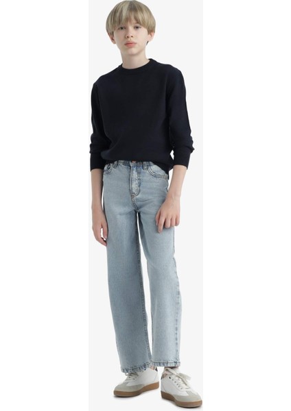 Erkek Çocuk Okul Basic Düz Bisiklet Yaka Triko Kazak F3734A825AU fırsatları