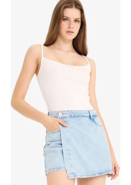 Yüksek Bel Jean Şort Etek E4697AX25AU modelleri