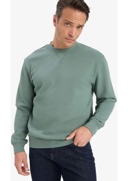 %100 Pamuk Regular Fit Bisiklet Yaka Sweatshirt E8339AX25AU