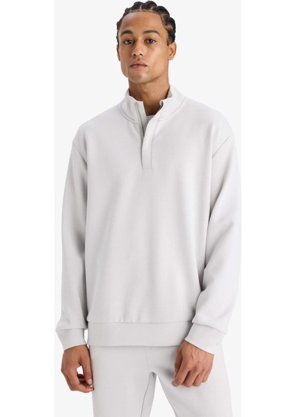 Fit Standart Fit Dik Yaka Yarım Fermuarlı Modal Sporcu Sweatshirt E9772AX25AU fırsatları