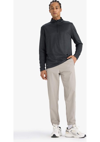 Fit Slim Fit Dar Kesim Dik Yaka Çabuk Kuruyan Nefes Alabilen Esnek Kumaş Fermuarlı Sporcu Uzun Kollu Body E9358AX25AU fiyatları