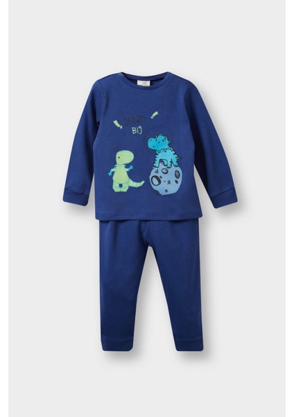Erkek Bebek Pijama Takımı Dinozor Baskılı Uzun Kollu Üst Uzun Alt F0530A525AU