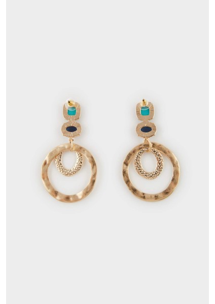 Kadın Mavi Taşlı Gold Küpe F6609AXNS fiyatları