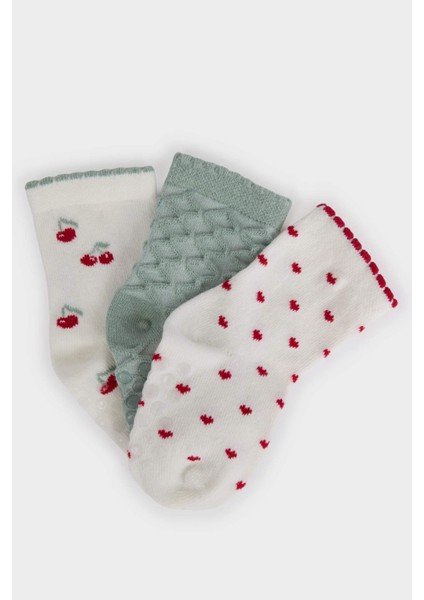 Kız Bebek Kaydırmaz Taban 3'lü Pamuklu Uzun Çorap F6740A5NS fiyatları