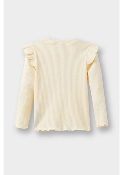 Kız Bebek Bisiklet Yaka Balerin Baskılı Fitilli Kaşkorse Uzun Kollu Tişört F8434A525AU modelleri