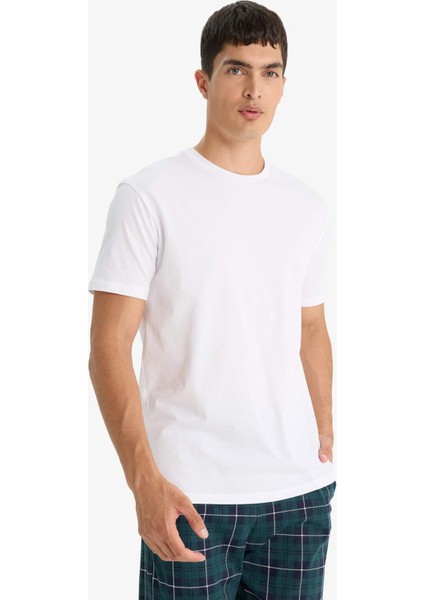 Pijama Takımı Regular Fit Kısa Kollu Üst Kareli Uzun Alt F5893AX25AU modelleri