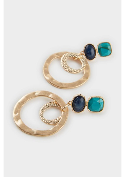 Kadın Mavi Taşlı Gold Küpe F6609AXNS modelleri