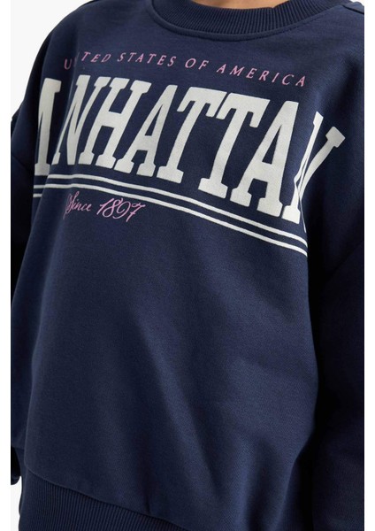 Kız Çocuk 2'li Takım Baskılı Sweatshirt Eşofman Altı E6416A825AU fırsatları