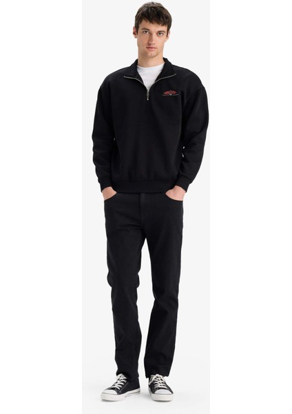 House Of The Dragon Boxy Fit Dik Yaka Fermuarlı Sırt Baskılı Sweatshirt fiyatları