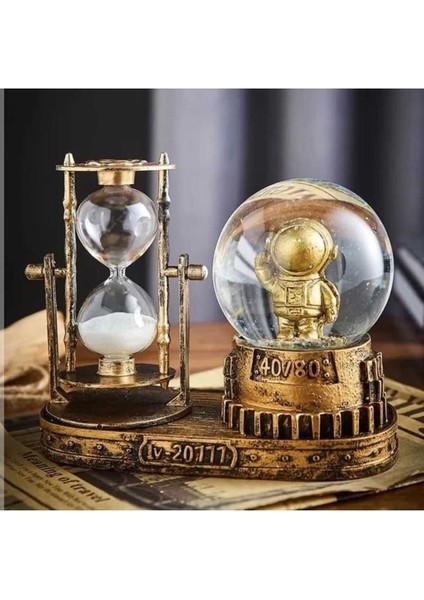 Renkli Işıklı Kum Saatli Astronot Dekor Küresi, Şık ve Eğlenceli Hediye fiyatları