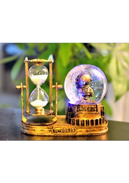 Renkli Işıklı Kum Saatli Astronot Dekor Küresi, Şık ve Eğlenceli Hediye modelleri