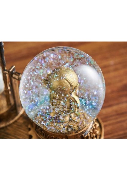 Renkli Işıklı Kum Saatli Astronot Dekor Küresi, Şık ve Eğlenceli Hediye