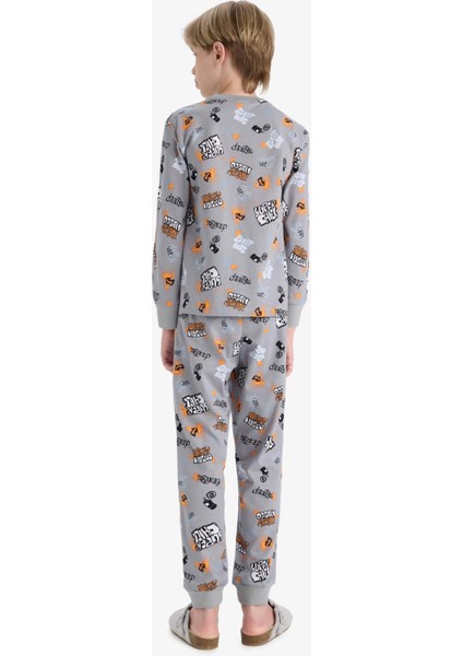 Erkek Çocuk Pijama Takımı Desenli Uzun Kollu Üst Uzun Alt F1892A825AU