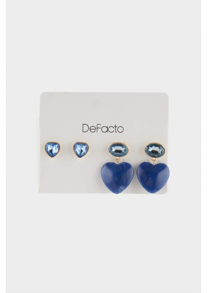 Kadın 2'li Mavi Kalpli Küpe F6638AXNS