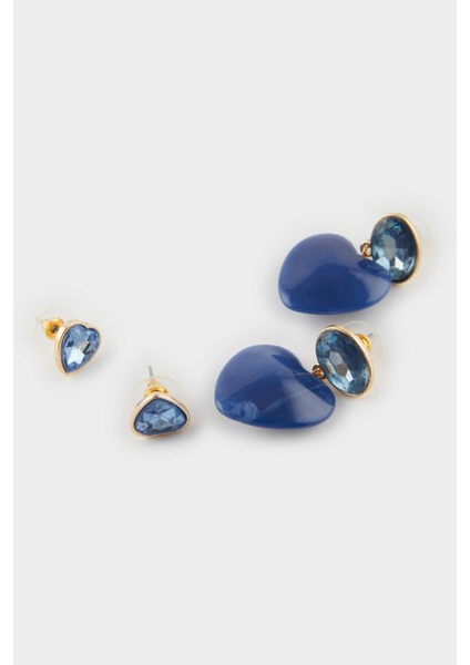 Kadın 2'li Mavi Kalpli Küpe F6638AXNS fiyatları