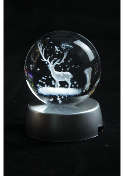 3D Geyikli Işıklı Cam Küre, Dekoratif ve Şık Hediye Parçası fırsatları