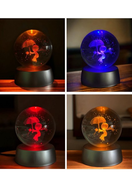 Renk Değiştiren LED Işıklı Kristal Küre Küçük Prens Kolye, Zirkon Kar Tanesi Tasarımı fiyatları