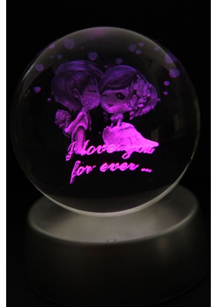 Işıklı Standlı Cam Küre Sevgili Modeli, Dekoratif ve Şık Tasarım