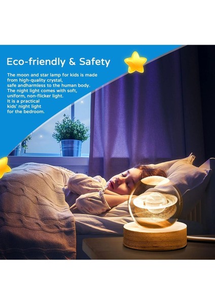 3D Satürn Kristal Küre ve Ahşap Soketli Gece Lambası, Hediye Seçeneği fiyatları
