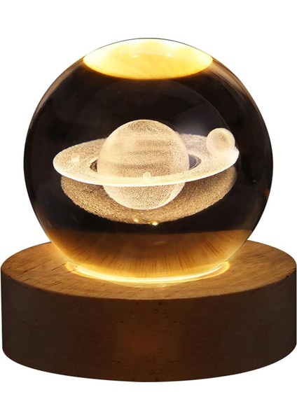 3D Satürn Kristal Küre ve Ahşap Soketli Gece Lambası, Hediye Seçeneği fırsatları