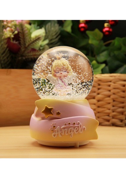 Yıldızlı Işıklı ve Müzikli Büyük Boy Melek Kar Küresi modelleri