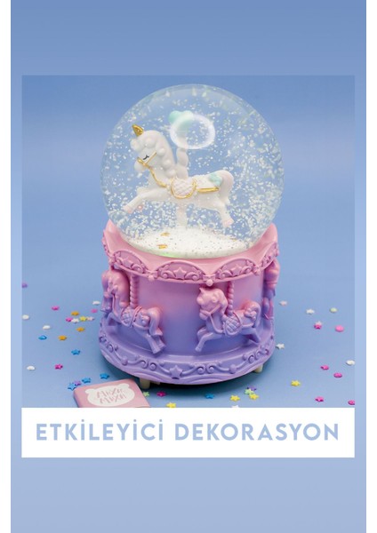 Işıklı Unicorn Kar Küresi, Dekoratif ve Müzikli, Rüya Gibi Süs Hediye fiyatları