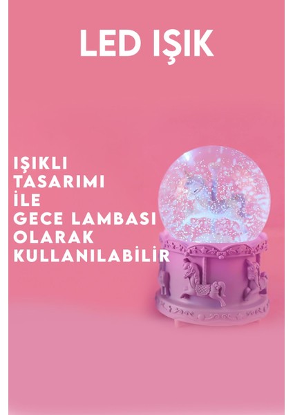Işıklı Unicorn Kar Küresi, Dekoratif ve Müzikli, Rüya Gibi Süs Hediye fırsatları