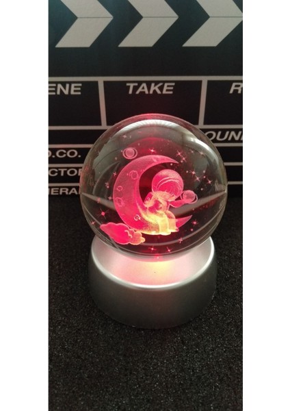 Renkli 3D Işıklı Uzay Temalı Cam Küre, Standlı ve Şık Tasarım indirimleri