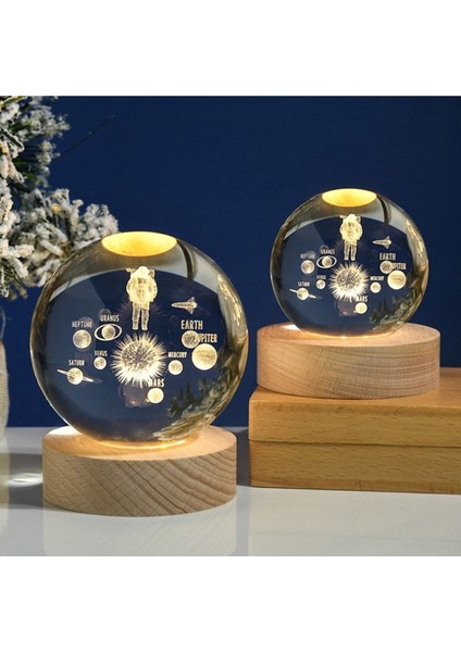 Işıklı Ahşap Kaideli Uzay Temalı Cam Küre 8cm, Dekoratif ve Şık Tasarım fiyatları