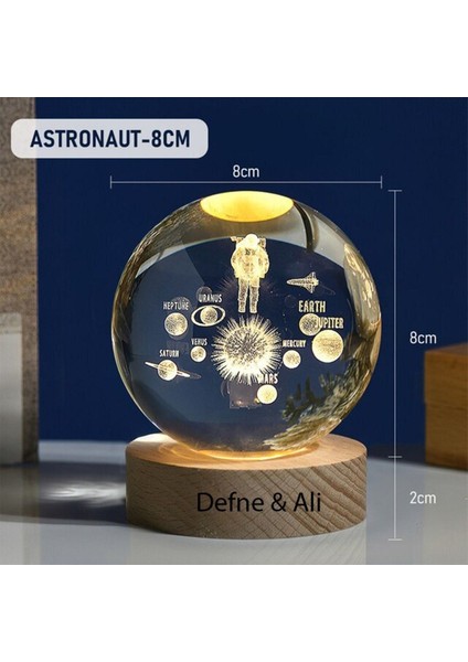 Işıklı Ahşap Kaideli Uzay Temalı Cam Küre 8cm, Dekoratif ve Şık Tasarım modelleri