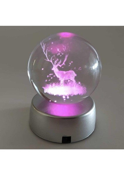 Renkli Dekoratif LED Işıklı Cam Geyik Küre, Ortamınıza Şıklık Katın