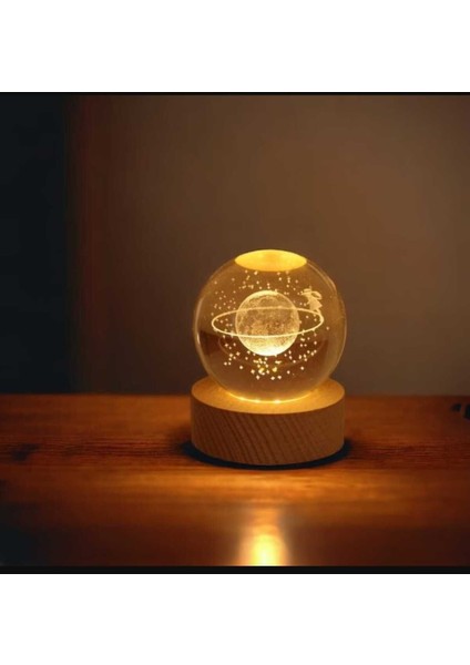 3D Kristal Cam Küre, Ahşap Soketli LED Gece Lambası, Sevimli ve Şık Hediye fiyatları