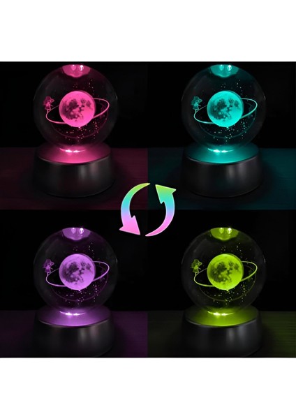 Gezgin Kız Temalı Kristal Cam Kar Küresi, 3D Renk Değiştiren LED Işık, Pilli Dekorasyon fırsatları