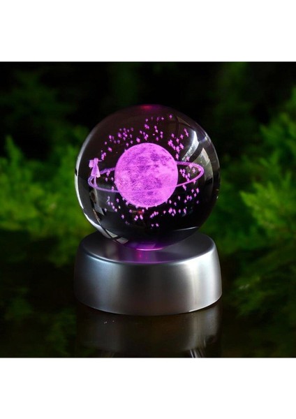 Gezgin Kız Temalı Kristal Cam Kar Küresi, 3D Renk Değiştiren LED Işık, Pilli Dekorasyon indirimleri