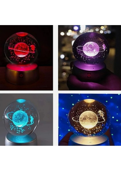 Gezgin Kız Temalı Kristal Cam Kar Küresi, 3D Renk Değiştiren LED Işık, Pilli Dekorasyon