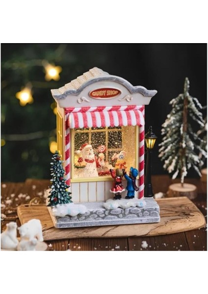 Yılbaşı Temalı Işıklı ve Müzikli Kar Küresi, Yeşil Renk, Dekoratif Süs