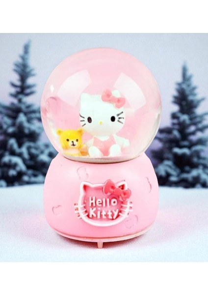 Pembe Işıklı Kar Küresi, Ayıcık Figürlü, Orta Boy, Şık ve Eğlenceli Dekorasyon