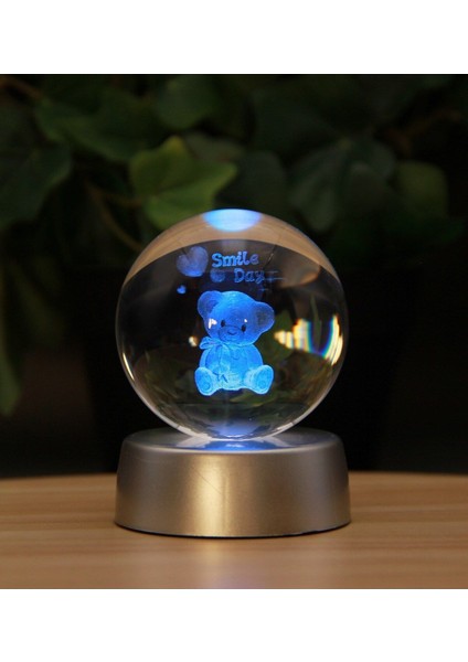 Işıklı 3D Kristalleşmiş Cam Ayıcık Küre, Şık ve Parlak Dekoratif Obje modelleri