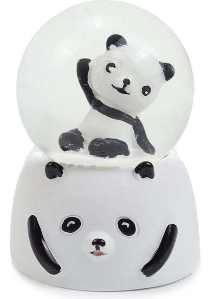 Beyaz Panda Kar Küresi, Şık ve Şeffaf Dekorasyon Kum Saati