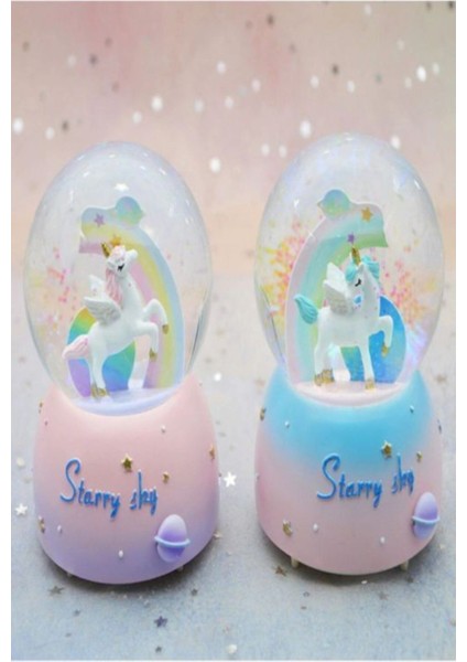 Işıklı ve Müzikli Unicorn Kar Küresi, Orta Boy, Şık ve Rüya Gibi Atmosferler