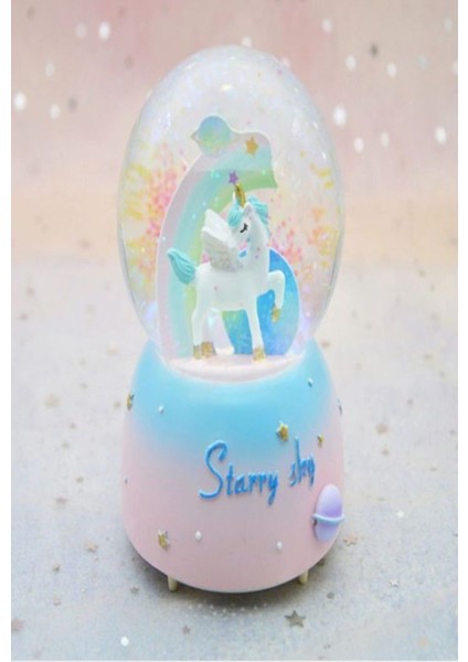 Işıklı ve Müzikli Unicorn Kar Küresi, Orta Boy, Şık ve Rüya Gibi Atmosferler fiyatları