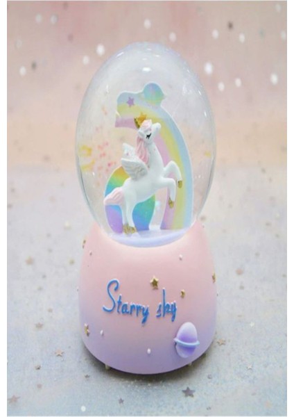 Işıklı ve Müzikli Unicorn Kar Küresi, Orta Boy, Şık ve Rüya Gibi Atmosferler modelleri