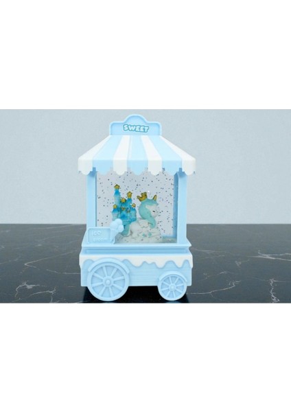 Işıklı Kar Küresi, Dondurma Arabası Tasarımı, Unicorn Temalı, Renkli ve Şık Dekor