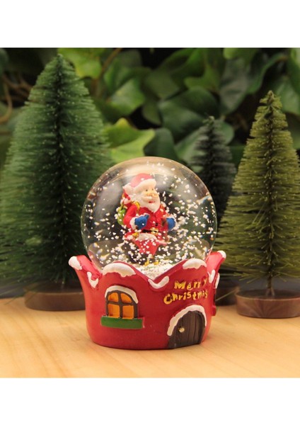 Kırmızı Yılbaşı Kar Küresi, Noel Temalı Dekoratif Süs, Şık ve Parlak Tasarım