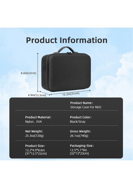 Neo Drone Taşınabilir El Çantası Için Taşıma Saklama Çantası Gri (Yurt Dışından)