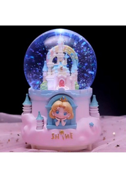 Renkli Işıklı Müzikli Büyük Boy Kar Küresi, Püskürtmeli, Şato Teması fiyatları