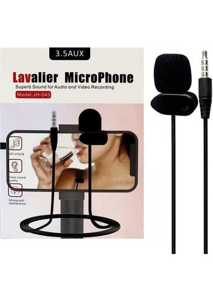 3.5mm 3 Boğumlu Aux Kablolu Yaka ve Youtuber Mikrofonu HL-5344