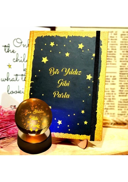 Parlak Kristal Küre ve Işıltılı Defter, Yıldız Gibi Parla ve Şık Tasarım